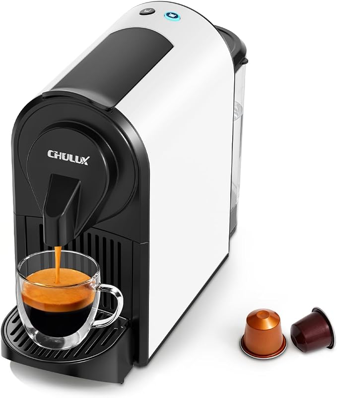 CHULUX Upgrade Bafè-Pro Espresso Machine for Nes Original Pods, Single Serve Espresso Coffee Maker with Used Capsule Drawer, Fast Brewing, White