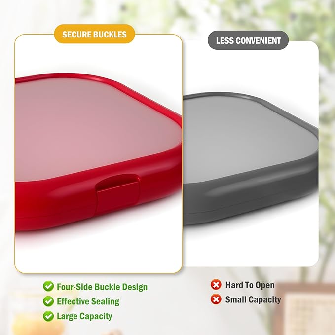 2 Pack Reusable Silicone Storage Boxes, Avocado Saver & Onion Storage for Avocado, Cut Onions, Tomatoes, Garlic and Leftovers in Fridge (Red/Yellow)