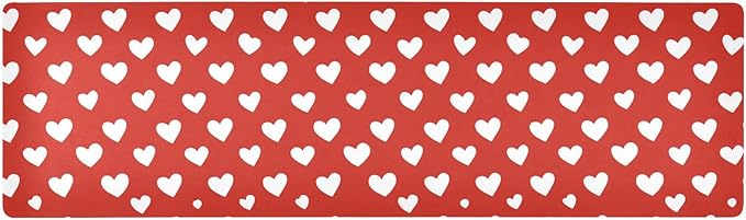 2-in-1 Table Runner Trivet for Hot Dishes Heat Resistant Hot Plate Mat Pad 39x12 Inch Waterproof Table Protector Trivets for Countertop Decorative Red Heart Valentine
