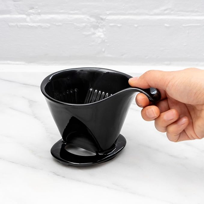 Zero Japan - Bee House Pour Over Coffee Dripper - Lead-Free & Cadmium-Free Ceramic Coffee Maker with Elegant Peek Hole, Drip Cone Brewer Coffee Gifts, Brewing Accessories - Black, Standard Size
