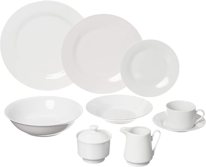 10 Strawberry Street Simply Round 45 Piece Dinnerware Set, White