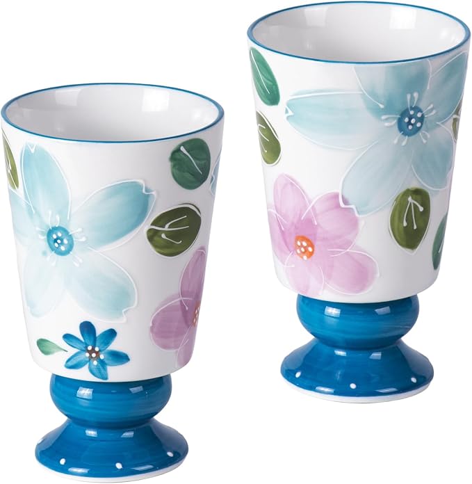 KAMMAK Ceramic Mug - Hand-Painted Coffee and Tea Mug - 400ML Vintage Breakfast Cups - Cute Mugs for Women - Ideal for Birthday - Afternoon Tea & Housewarming Gifts, GX016