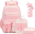 DIGOBAY Girls Backpack - Includes 14oz Insulated Water Bottle, Girls School Backpack Set with Lunch Bag & Pencil Case Teens for School (Pink)