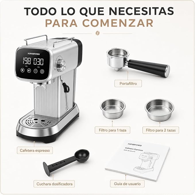 Espresso Machines 20 Bar with LED Touchscreen, Adjustable Temperature(185~203°F) Timing(25~60s), Compact Stainless Steel Coffee Maker with Milk Frother Steam Wand for Home Cappuccino & Latte Maker