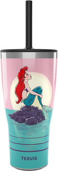 Tervis Traveler Disney The Little Mermaid Thoughtful Ariel Triple Walled Insulated Tumbler Travel Cup Keeps Drinks Cold & Hot, 30oz - with Straw Lid, Stainless Steel