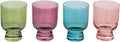Creative Co-Op Hand Blown Footed Drinking Glasses, 6 Ounces, 4 Assorted Colors Glassware, Multi
