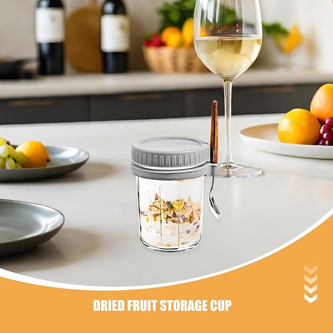 4pcs Glass Yogurt Granola Containers with Spoons and Airtight Lids 350ml Portable Breakfast Bowls for Meal Prep and Oats Storage