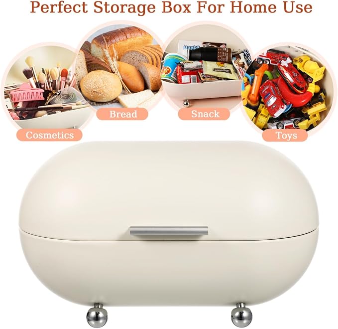 Angoily Metal Bread Box 13X7.5X7.5 Inch Kitchen Countertop Bread Container with Rolling Door Large Storage Organizer for Household Food and Sundries