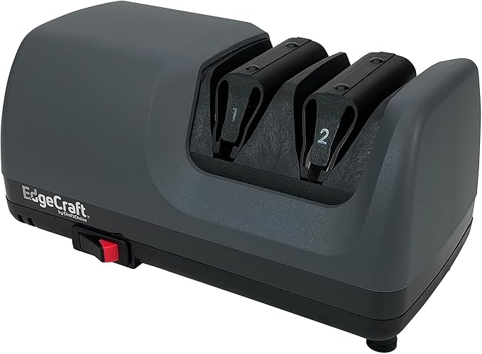 EdgeCraft E317 Electric Knife Sharpeners for 20-Degree Straight and Serrated Knives Diamond Abrasives Precision Angle Control, 2-Stage, Gray, (SHE317GY11)