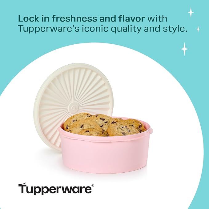 Tupperware Heritage Collection 7.6 Cup Cookie Canister, Vintage Light Pink Color, Dishwasher Safe and BPA Free Container (1.8 L)