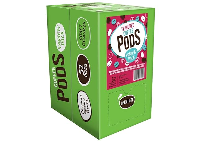 Coffee Pod Variety Packs Flavored Sampler,Assorted,Compatible with 2.0 K-Cup Brewers,Variety Pack,52 Count (Pack of 2)