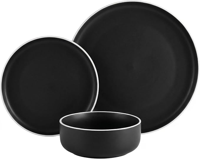 Plates and Bowls Sets,12 Pieces Round Porcelain Dinnerware Sets,Dishes, Plates, Dishware Sets,Chip Resistant Ceramic Dish Set Dining Dinner Ware Service for 4