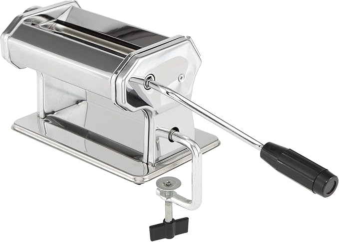 Creative Mark Clay Conditioning Pasta Machine - 9 Adjustable Thickness Settings, Smooth Polymer Clay Roller, 5.5" Wide Opening for Conditioning and Marbling, Non-Skid Feet and Surface C-Clamp