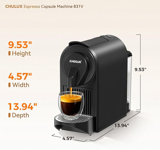 CHULUX Upgrade Bafè-Pro Espresso Machine for Nes Original Pods, 20Bar Rapid Extraction Home Espresso Coffee Maker for Espresso & Lungo, Black