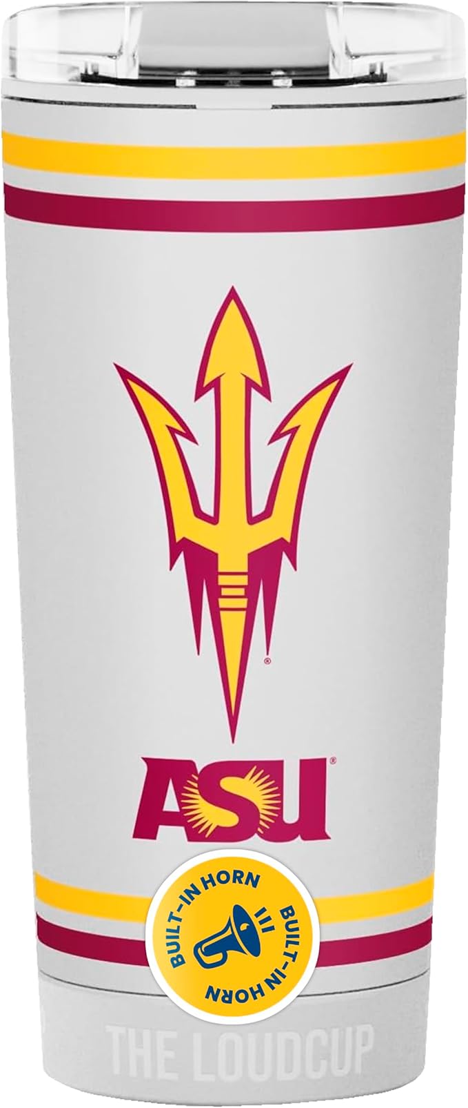 The LoudCup Blow Horn Tumbler, Cheer & Sip 2-in-1 Reusable Water Bottle with Built-In Horn for Sports Games, Tailgates, Parties & Events, BPA-Free, 16 oz, Arizona State University
