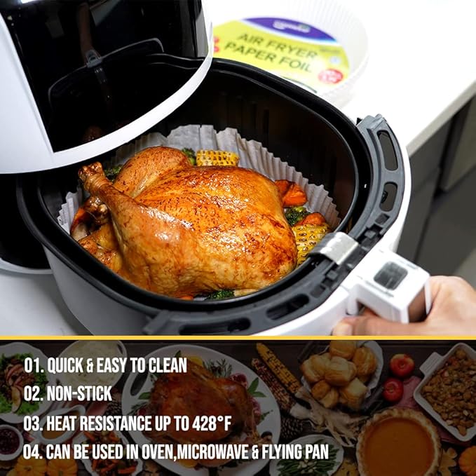 CLEANWRAP Air Fryer Disposable Paper Liners (9.1 * 1.77-90 PCS) - Mothers Day Gifts for Mom I Air Fryer Paper Liners Disposable