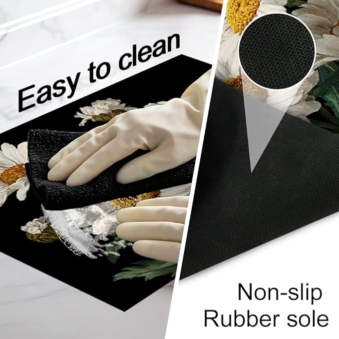 Stove Top Cover for Electric Stove 28.4 x 20.5 Inch Non Slip Stove Mat Oil Proof White Daisy Glass Cooktop Protector Kitchen Counter Mat