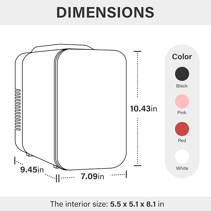 Simple Deluxe 4L/6 Can Mini Fridge, Portable Cooler & Warmer Freon-Free Refrigerator, Provide Compact Storage for Skincare, Beverage, Cosmetics, Bedroom, Office, Pink