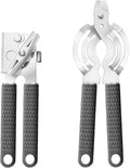 ISZW Manual Can Opener Heavy Duty - Hand Held Abrelatas with Stainless Steel Sharp Blade, Smooth Edge for Seniors, Comfort Grip Handle, Easy Turn Hand Can Opener with Magnet for Kitchen Camping, 2Pack