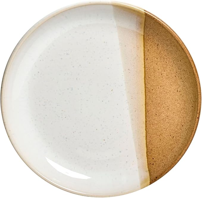 Sango 12 Pieces Stoneware Dinnerware Set, Glossy Caramel & Cream Dishes for 4, Premium Plates and Bowls Sets, Chip & Scratch Resistant, Ceramic Kitchen Dish Set, Microwave & Dishwasher Safe, Phoebe