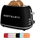 Nostalgia Classic Retro 2-Slice Toaster- Vintage Design- Enamel Coated Steel Body- Wide Slots for all Breads- Crumb Tray, Cord Storage- Defrost,Cancel and Bagel Function & 6 Toasting Levels- Black