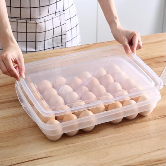 TOWINE Food Storage Containers Egg Preservation Box Refrigerator Egg Storage Box Home Preservation Storage Box Kitchen Multi-Grid Portable Egg Box (Color : Clear, Size : A)
