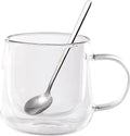 Double Wall Insulated Latte Glasses 10oz with Handle - Set of 1, Clear Glass Mugs for Cappuccino, Espresso, Tea & Hot Drinks