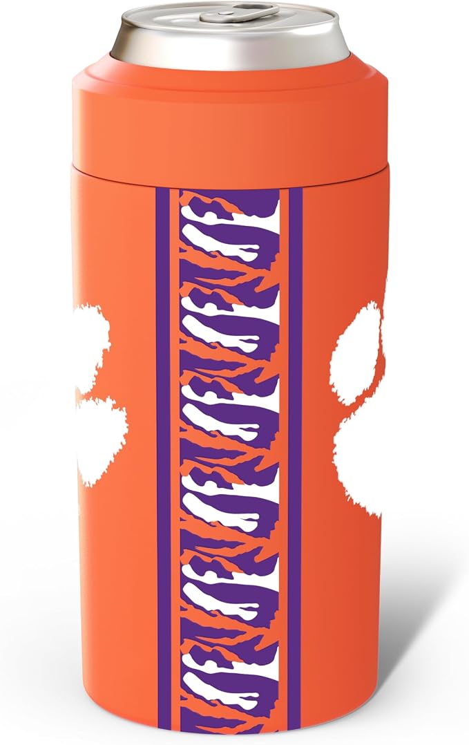 Frost Buddy NCAA Universal Buddy - Fits all - Stainless Steel Can Cooler for 12 oz & 16 oz Regular or Slim Cans & Bottles - Stainless Steel (Clemson Tigers)