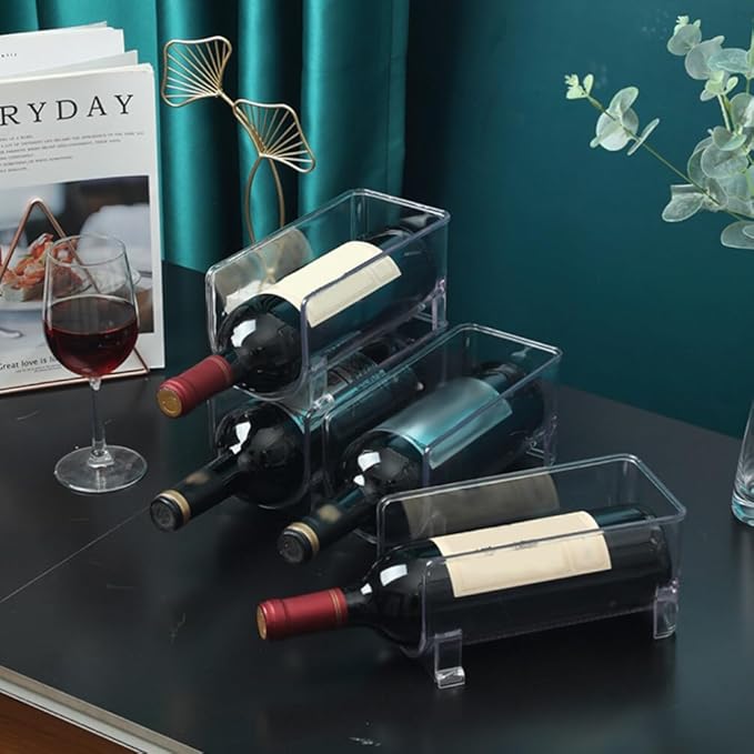 Cabilock Stackable Drawer Style Wine Rack 2-Pack Compact Bottle Holder Organizer 8.07X3.93X4.01In for Kitchen Bar Home Party Events