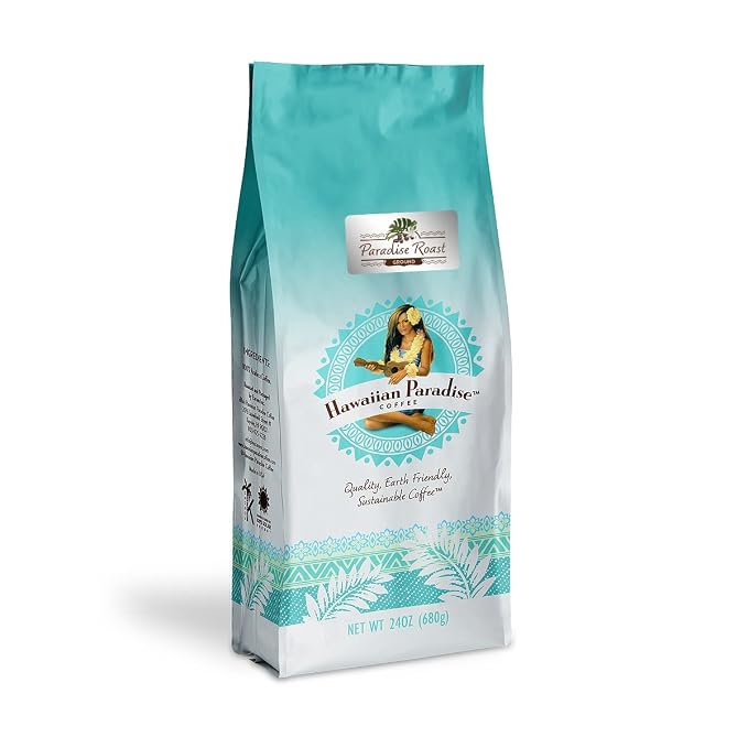 Hawaiian Paradise Coffee Ground - Medium Roast -100% Arabica Coffee Premium Rich Flavored Bold Signature Brewed Coffee from the Finest Beans (Paradise Roast, 24 Ounces)