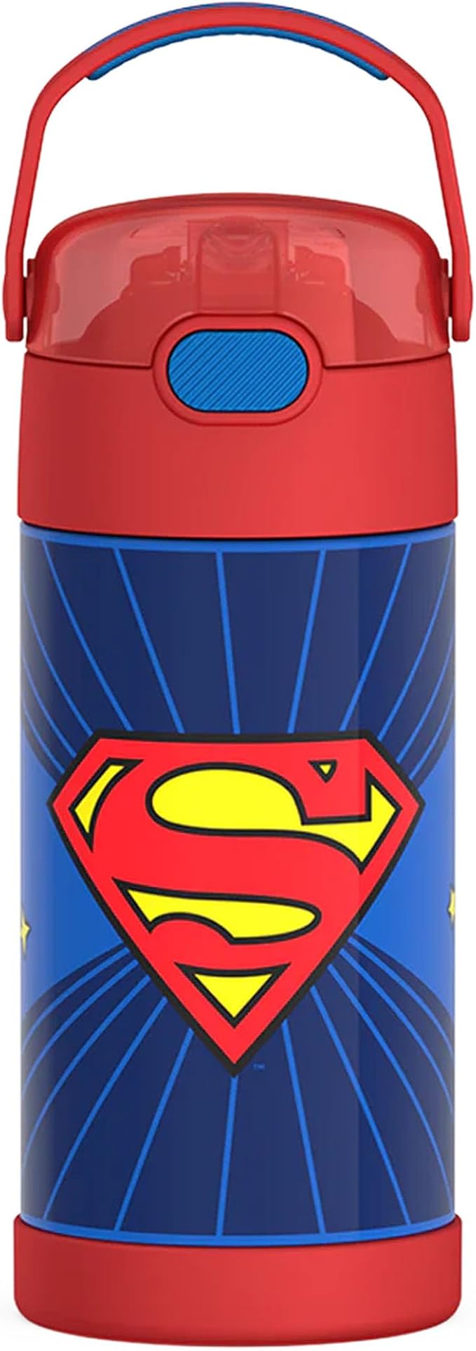 THERMOS FUNTAINER Water Bottle with Straw - 12 Ounce - Kids Stainless Steel Vacuum Insulated Water Bottle with Lid, Superman