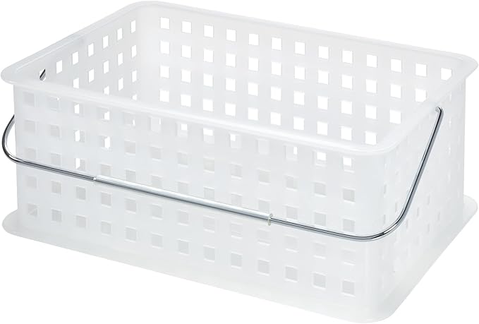 iDesign Portable Shower Caddy Basket for Dorm or Bathroom, Set of 3, Clear/Frost, Made in USA