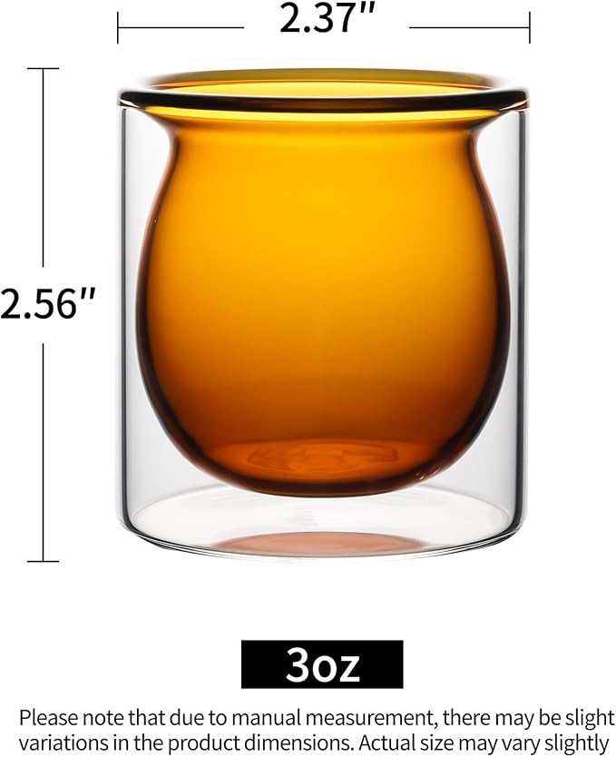 NIRA.Z 3oz Double Wall Glass Espresso Cups – Set of 4 Colorful Insulated Borosilicate Glass Coffee Shot Glasses, Demitasse Cups for Espresso, Latte, Macchiato, Heat Resistant, Ideal for Home & Office