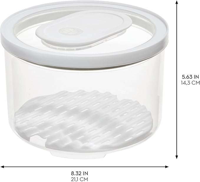 iDesign Round Fridge Produce Bin with Removable Drainage Tray and Lid - Set of 4 - Clear