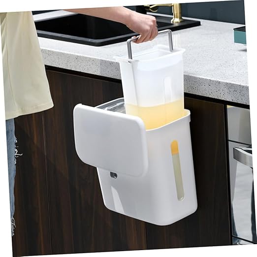 SUPVOX Dry and Wet Separation Hanging Trash Can Dual Compartment Kitchen Garbage Bin White Plastic Over Cabinet Door for Household Waste Sorting
