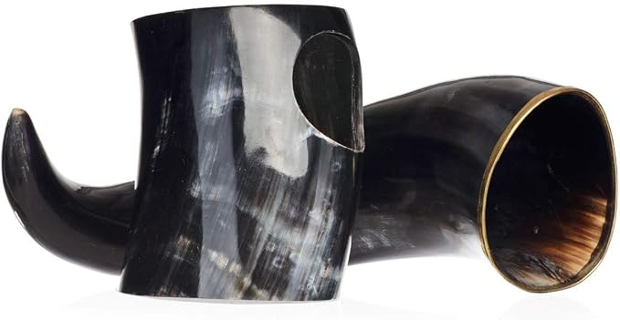 AleHorn Large Viking Drinking Horn Tankard – Handcrafted Ox Horn Beer Mug with Sturdy Handle – Medieval Style Tankard for Ale, Mead & Beer – Unique Holiday Gift for Men – 20oz