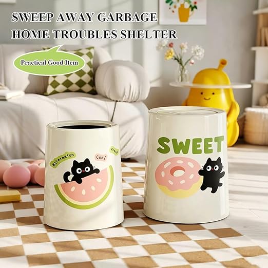 Plastic Trash can with lid, Universal Trash can, Weather-Resistant, Waste Sorting, for Bedroom, Study, Living Room(A,Lidless)