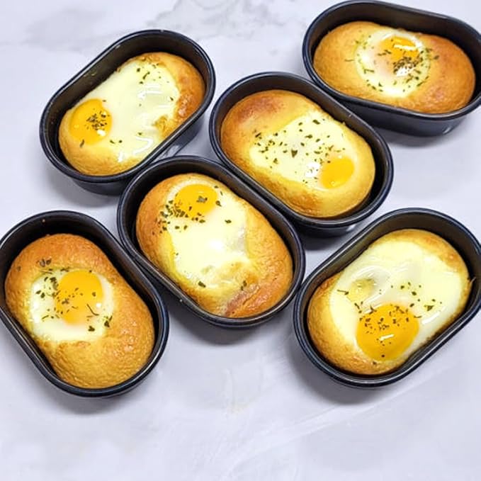 Korean Egg Bread Pan 1 cup molds 3pcs Nonstick Teflon Coating with Heavy Duty Carbon Steel for Baking Loaf