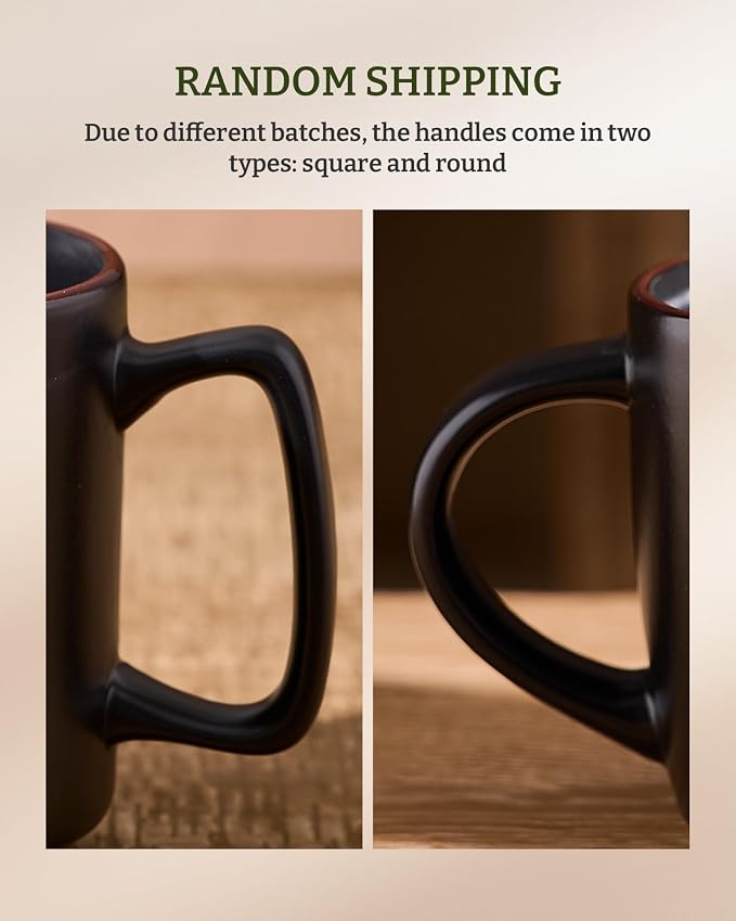 famiware Coffee Mugs Set of 4, Nebula 14oz Coffee Mugs, Ceramic Cup Set with Handle for Latte, Tea, Milk, Cappuccino, Cocoa, Matte Black