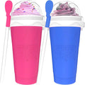 2PCS Slushie Maker Cup, Quick Frozen Magic Cups for Homemade Milk Shake Ice Cream Maker, Double Layer Squeeze Slushy Maker Cup, Birthday Gifts for Mother Father,Kids,Friends,Family (Blue+Pink)