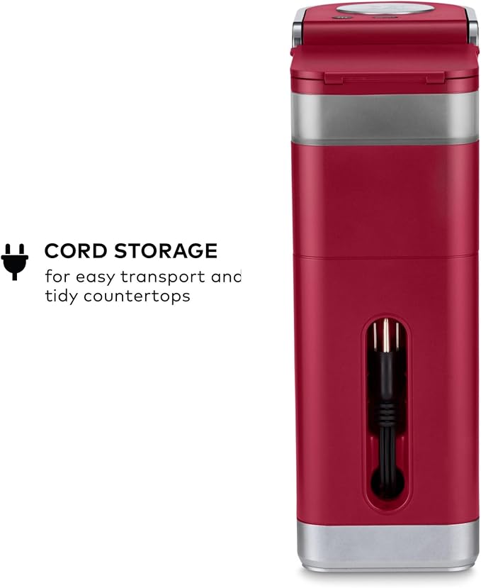 Keurig K-Mini Plus Single Serve K-Cup Pod Coffee Maker, with 6 to 12oz Brew Size, Stores up to 9 K-Cup Pods, Travel Mug Friendly, Cardinal Red