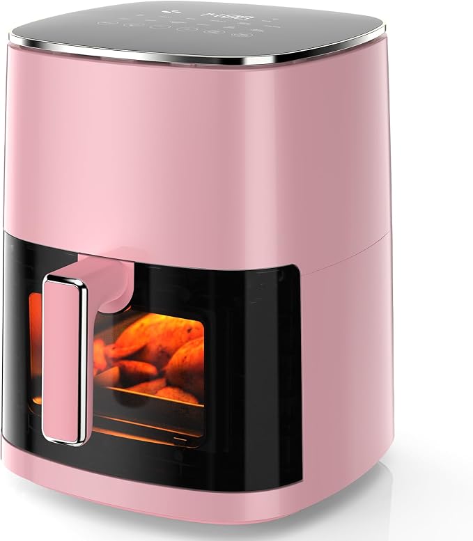 Air Fryer, 6QT Square Airfryer with Visual Window, 400°F Fast Heating Air Fryers Oven with Timer, Auto-Off, Non Toxic & Non Stick, Multiple 12 Modes for Roast, Bake, Dehydrate, Fry, Reheat