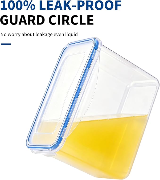 KIGI 2L Food Storage Containers with Airtight Lids, BPA free Plastic, Leakproof, 4 Sided Locking Lid, 4 Piece Set, 8.3 Cup