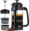 ESPRO Light P3 French Press Coffee Maker – Patented Double Micro-Filter for Grit-Free Brew, Heat Resistant thicker Borosilicate Glass Coffee press – (Black 18 oz)