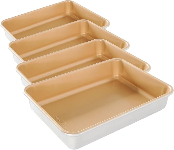 Nordic Ware Naturals Aluminum NonStick 9x13-Inches Cake Pan,Silver (Pack of 4)