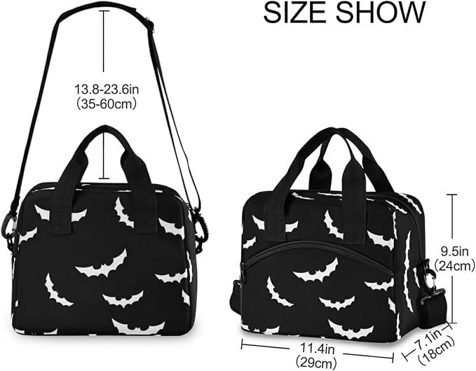 Bats halloween Insulated Lunch Bag Reusable Lunch Tote Bag Cooler Bag for Women Men Adult Lunch Box with Adjustable Shoulder Strap Leakproof Lunch Bag for Work School Picnic Camping