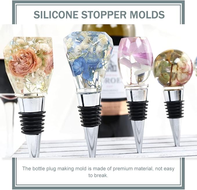 Cabilock 2sets Silicone Wine Stopper Molds for Custom Bottle Stoppers Lightweight and Portable Craft Accessories for Wine