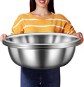 FillTouch 2 Pack Large Mixing Bowl 13 Qt Oversized All Purpose 304 Stainless Steel Polished Mirror Flat Base Metal Bowl for Home or Commercial Prepping Baking Mixing Marinating