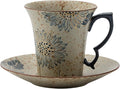 Handmade Sunflower Espresso Cups, Vintage Ceramic Coffee Mug with Saucer, Novelty Tea Cup Set of 1, Dishwasher & Microwave Safe Demitasse for Coffee, Latte, Americano, Tea, 6 oz