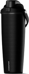 Hydrapeak Roamer 32oz Insulated Water Bottle with Straw Lid w/Lock & Handle, Leakproof Stainless Steel, Rubber Grip Base, Travel and Cupholder Friendly, Keeps Drinks Cold 24 Hours (Black)